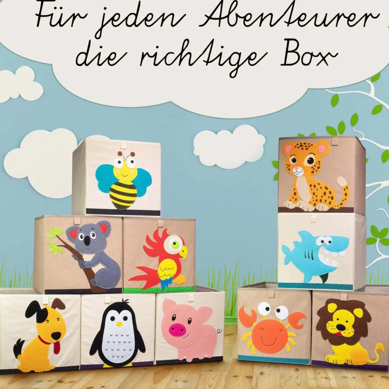 Aufbewahrungsbox Einhorn, beige, 33x33x33cm