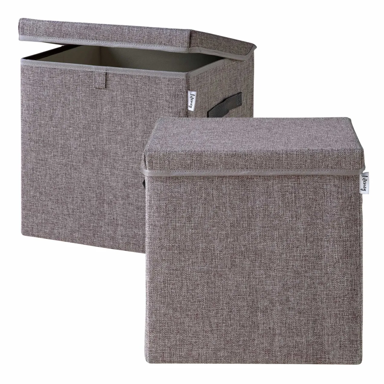 Aufbewahrungsbox 2er-Set, grau, mit Deckel, 33x33x33cm