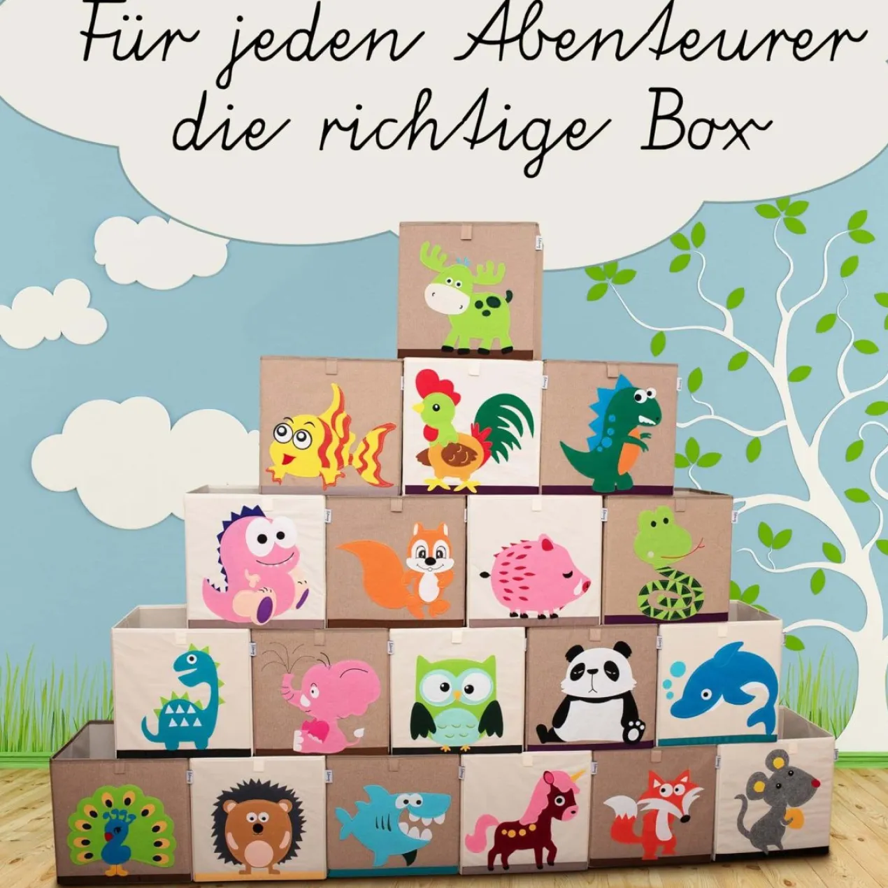 Aufbewahrungsbox Hai, braun, 33x33x33cm