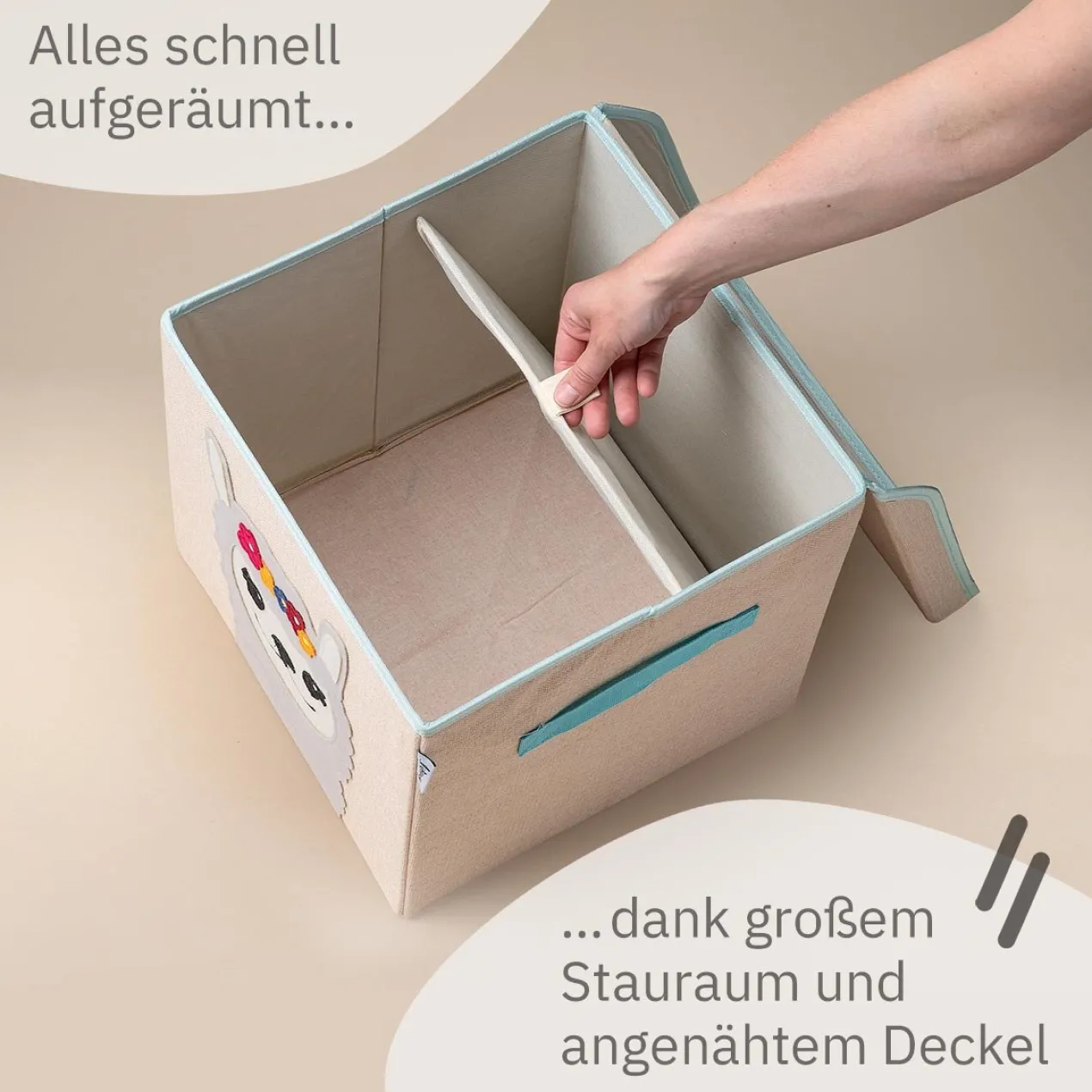 Aufbewahrungsbox mit Deckel Lama, 33x33x33cm