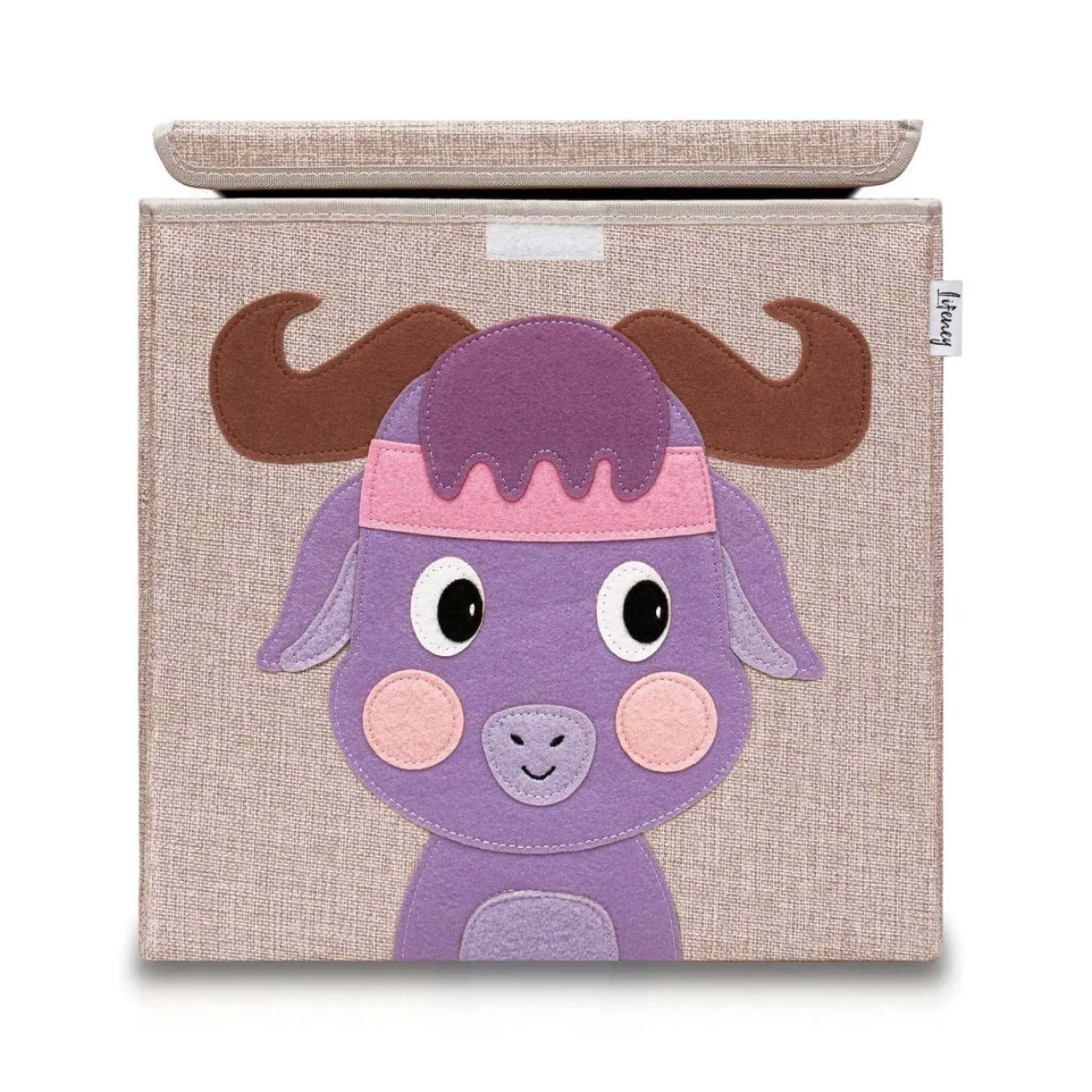 Aufbewahrungsbox mit Deckel, Stier, braun, 33x33x33cm