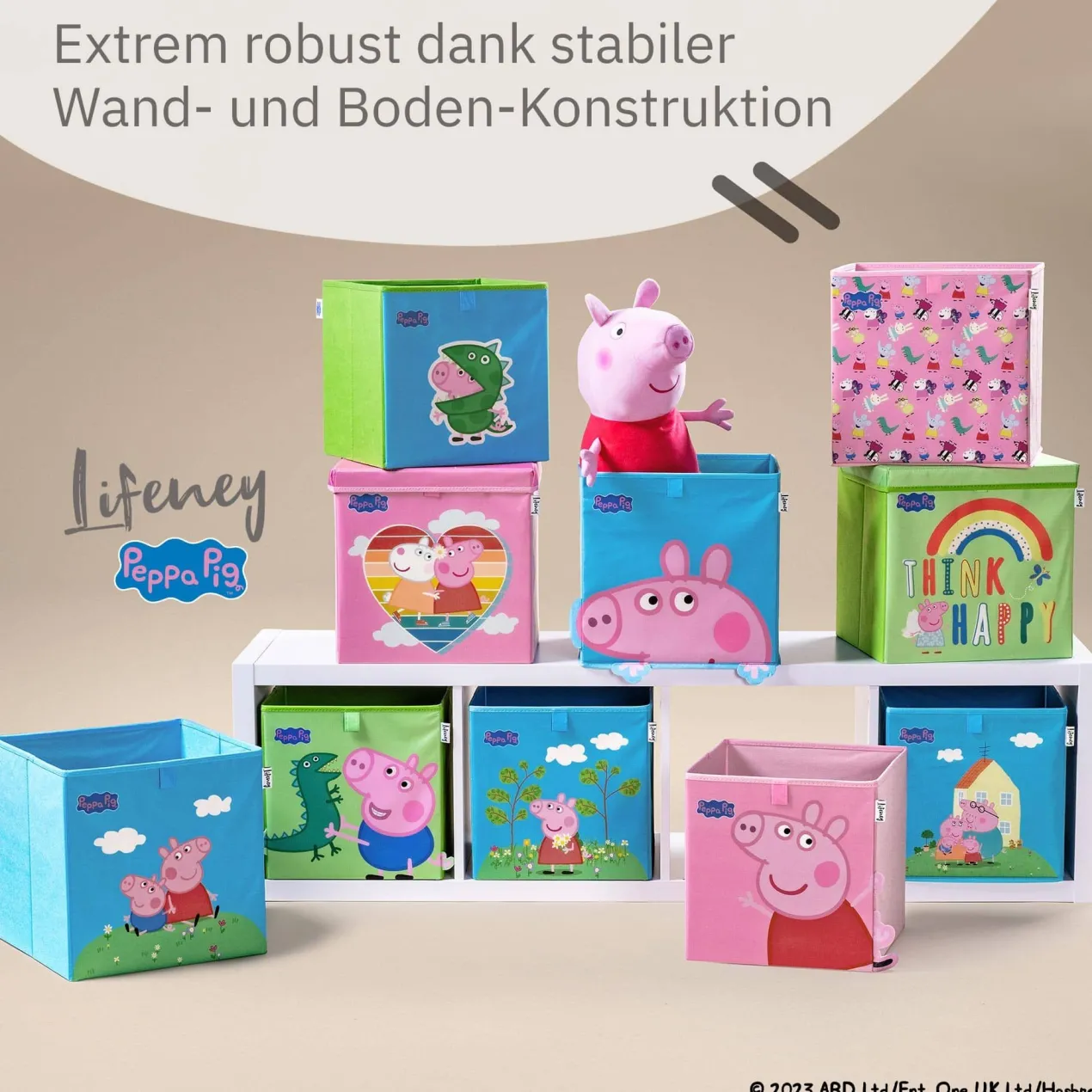 Aufbewahrungsbox Peppa Pig Happy mit Deckel, 33x33x33cm