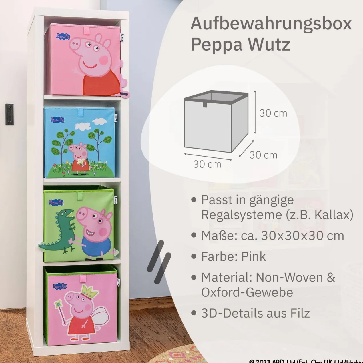 Aufbewahrungsbox Peppa Pig tanzend, 30x30x30cm