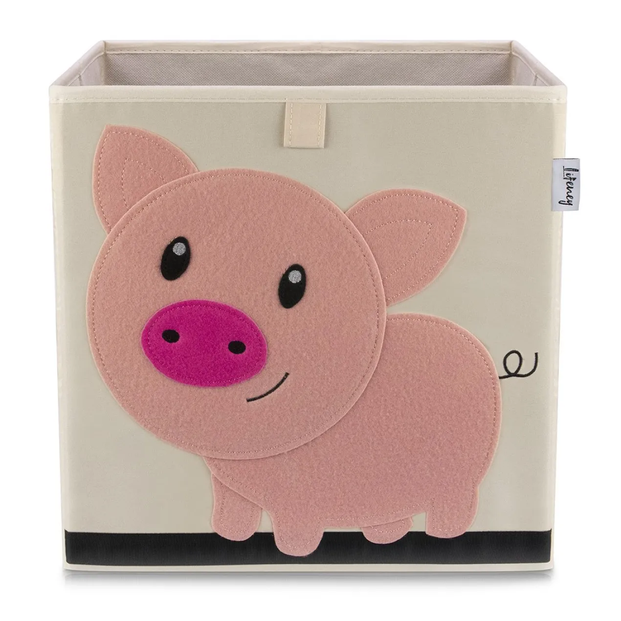 Aufbewahrungsbox Schwein, beige, 33x33x33cm