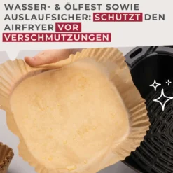 Backpapier für Heißluftfritteuse eckig, 20x20x4,5cm, 40 Stk.