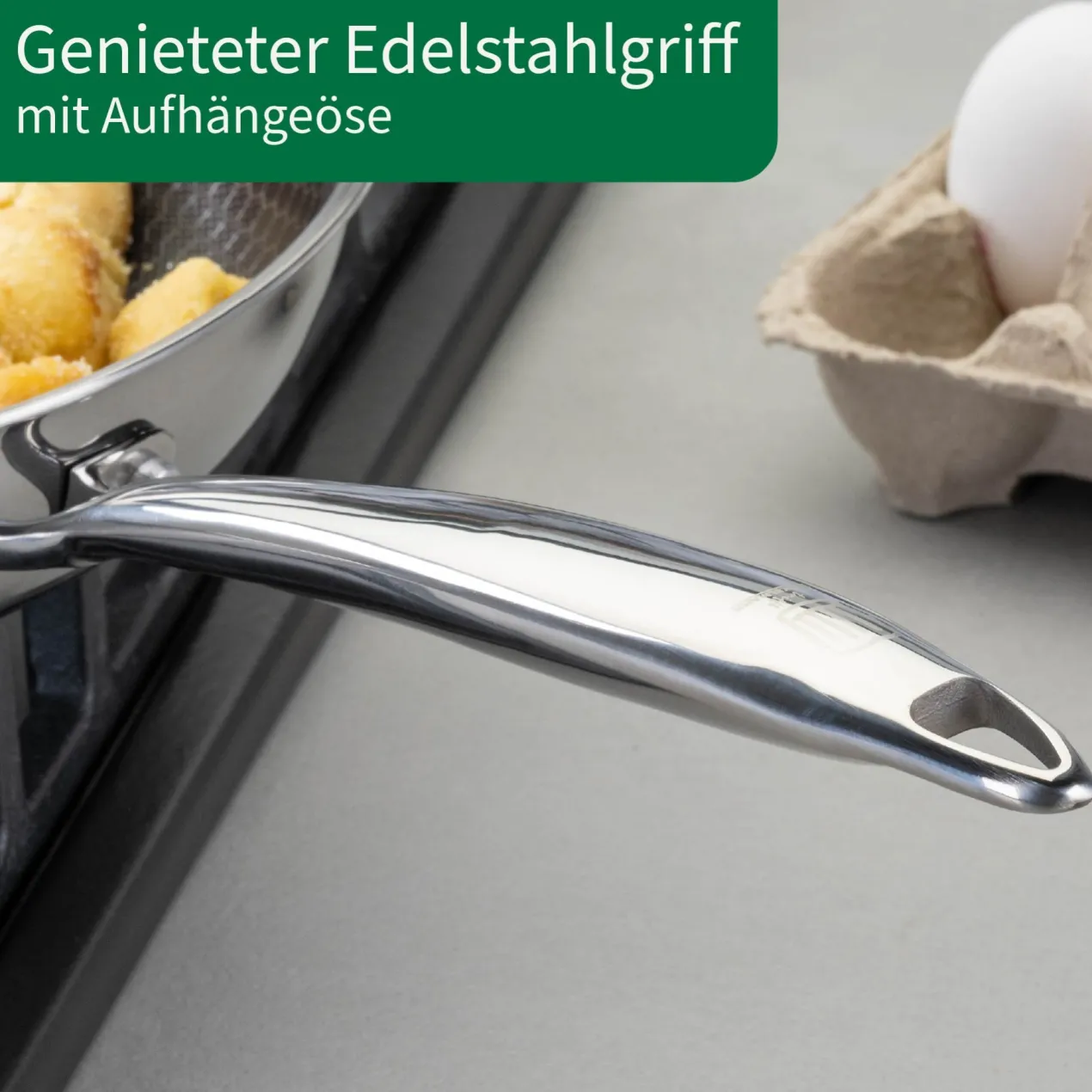 Bratpfanne Kiel, Edelstahl, antihaft, Wabenboden, Ø28cm