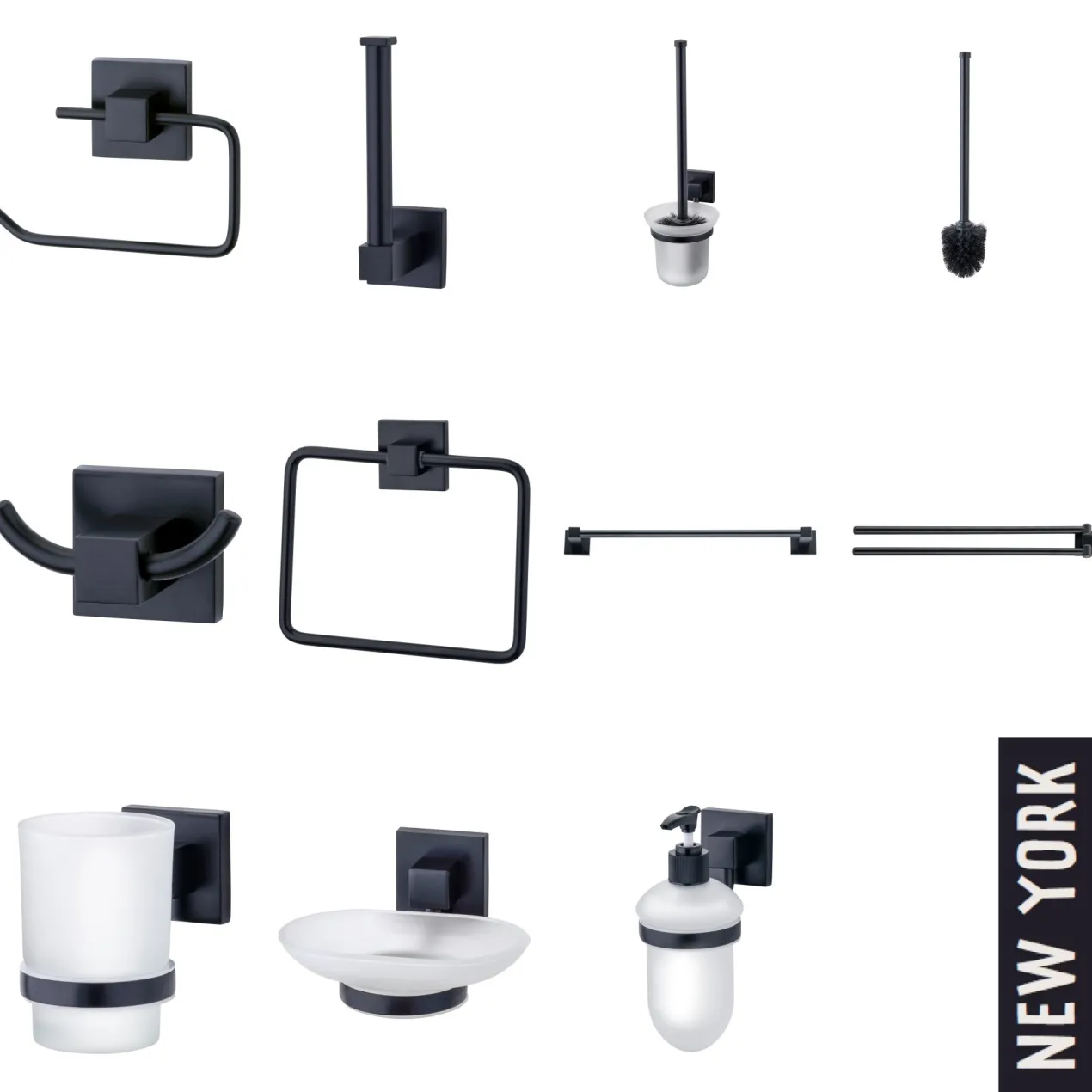 Glas mit Halter NewYork Schwarz