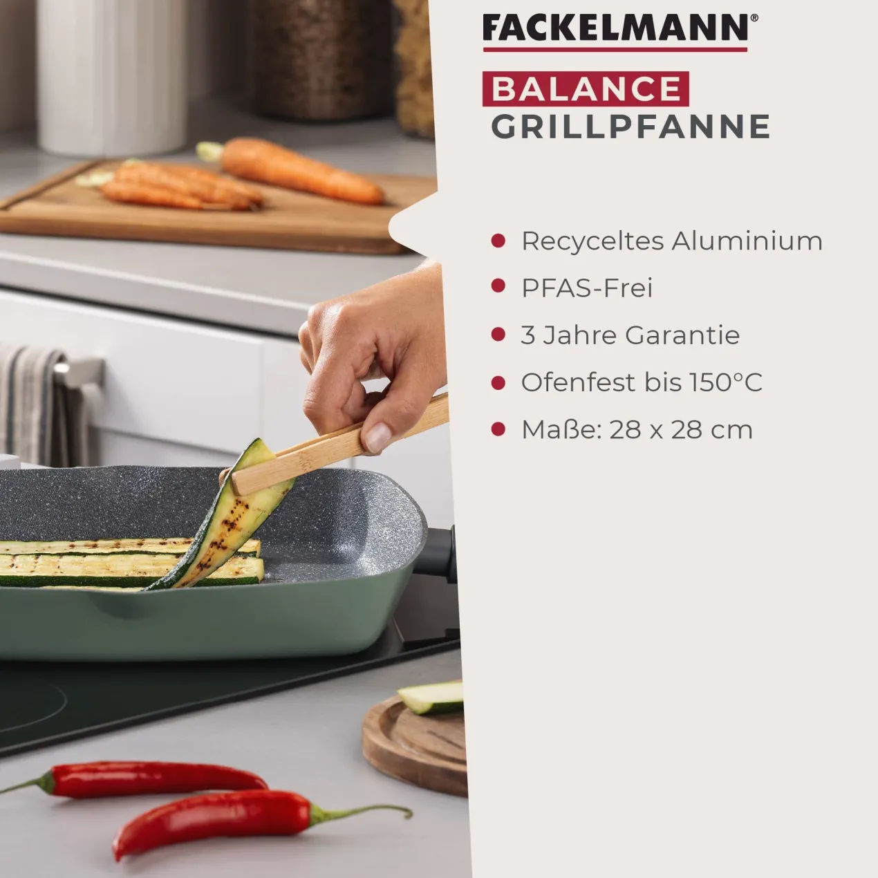 Grillpfanne Balance, Keramik, antihaft, Ø28cm