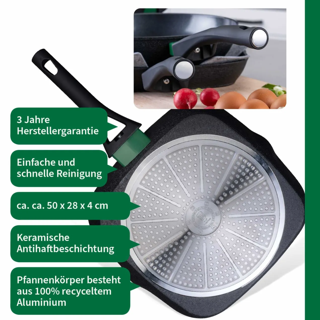Grillpfanne Hamburg, keramische Antihaft-Beschichtung, Ø28cm