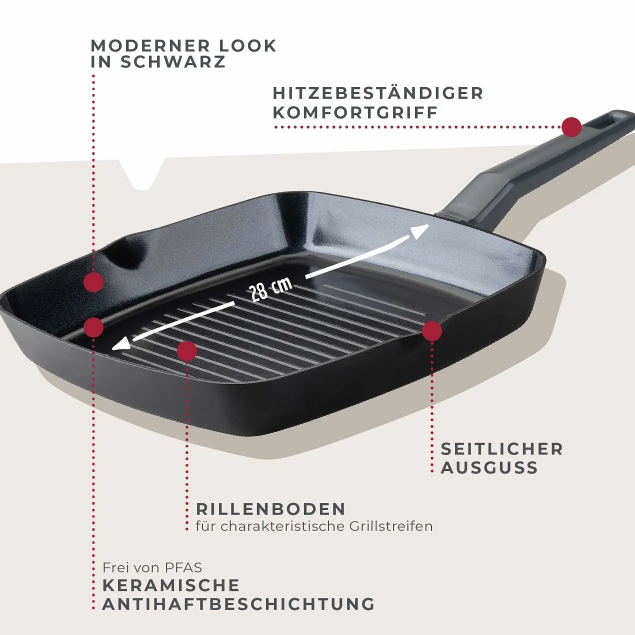 Grillpfanne Statement, Keramik, antihaft, Ø28cm – 20% Rabatt mit Code: COOK20