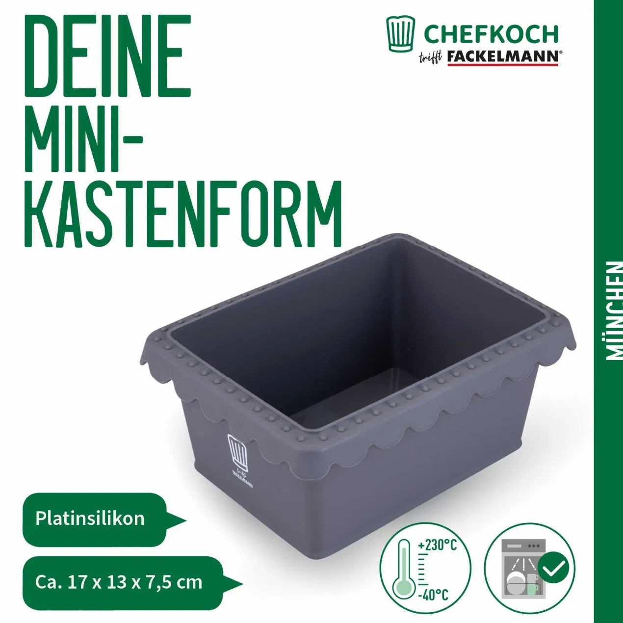 Kastenform für Heißluftfritteuse, 17×13×7,5cm, 500g Füllmenge