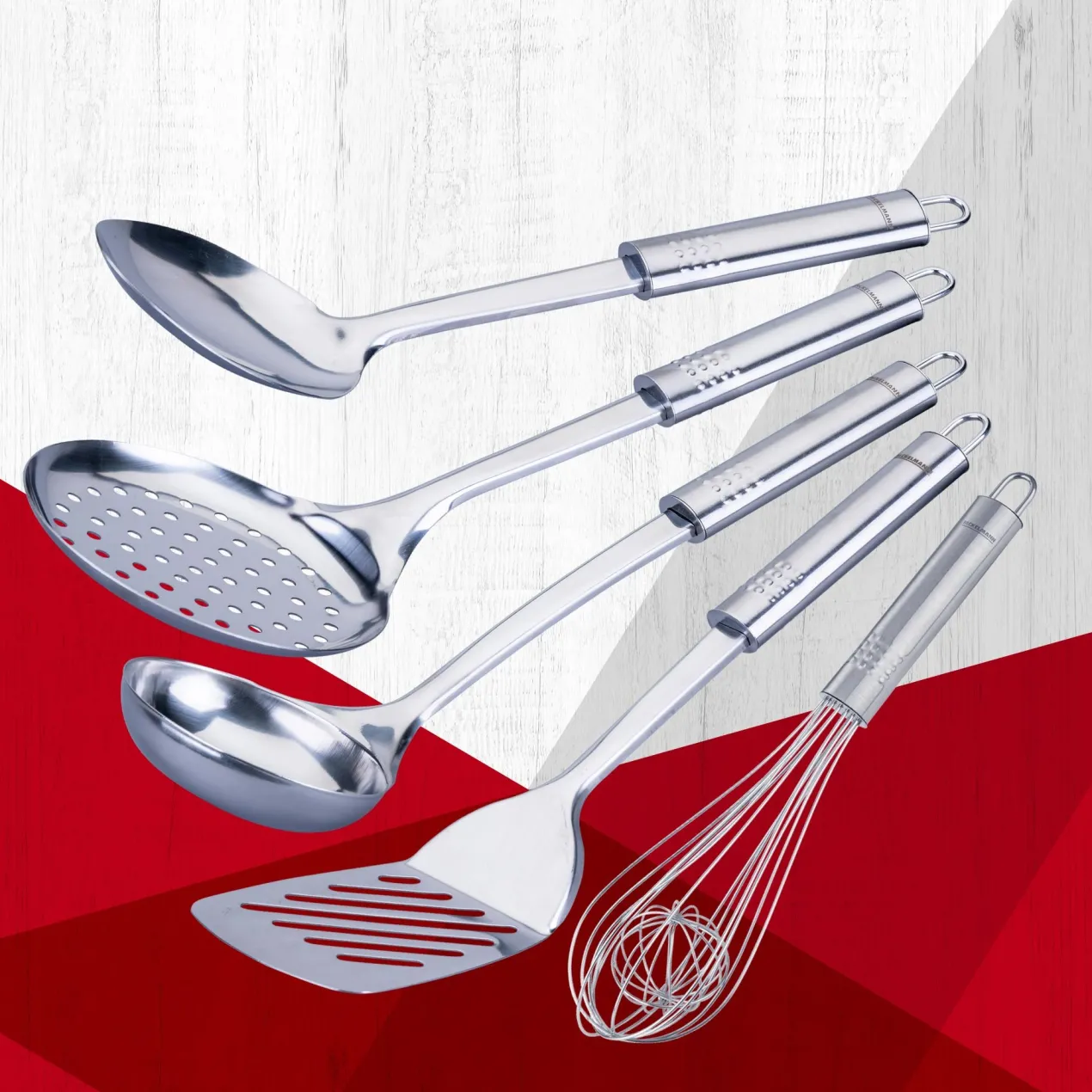Küchenhelfer-Set "Ovalgriff", Edelstahl, 5-teilig