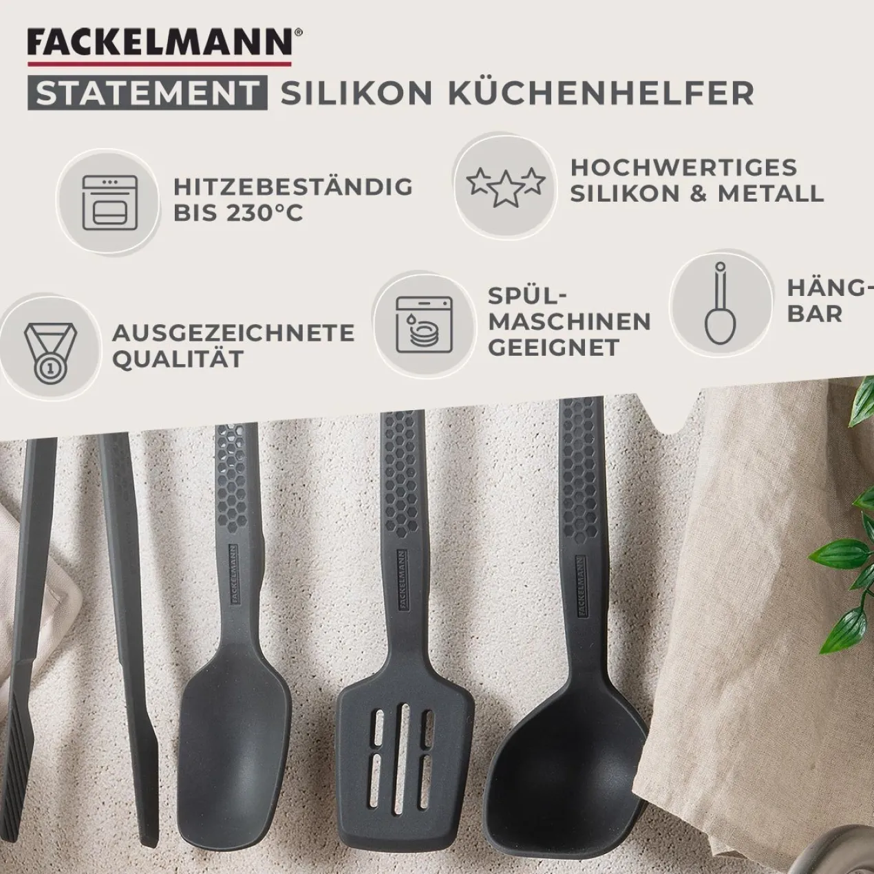 Küchenhelfer-Set "Statement", Silikon, 4-teilig
