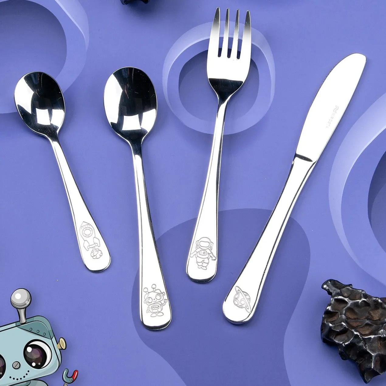 Kinderbesteck-Set "Weltall", 4-teilig