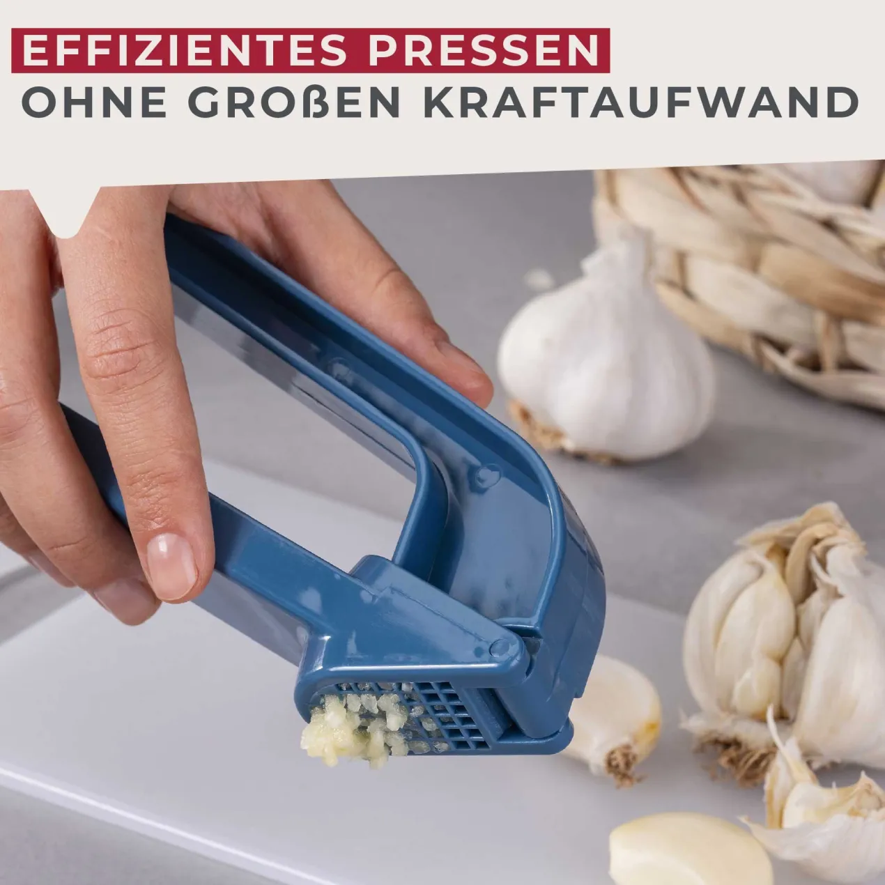 Knoblauchpresse Essential, blau