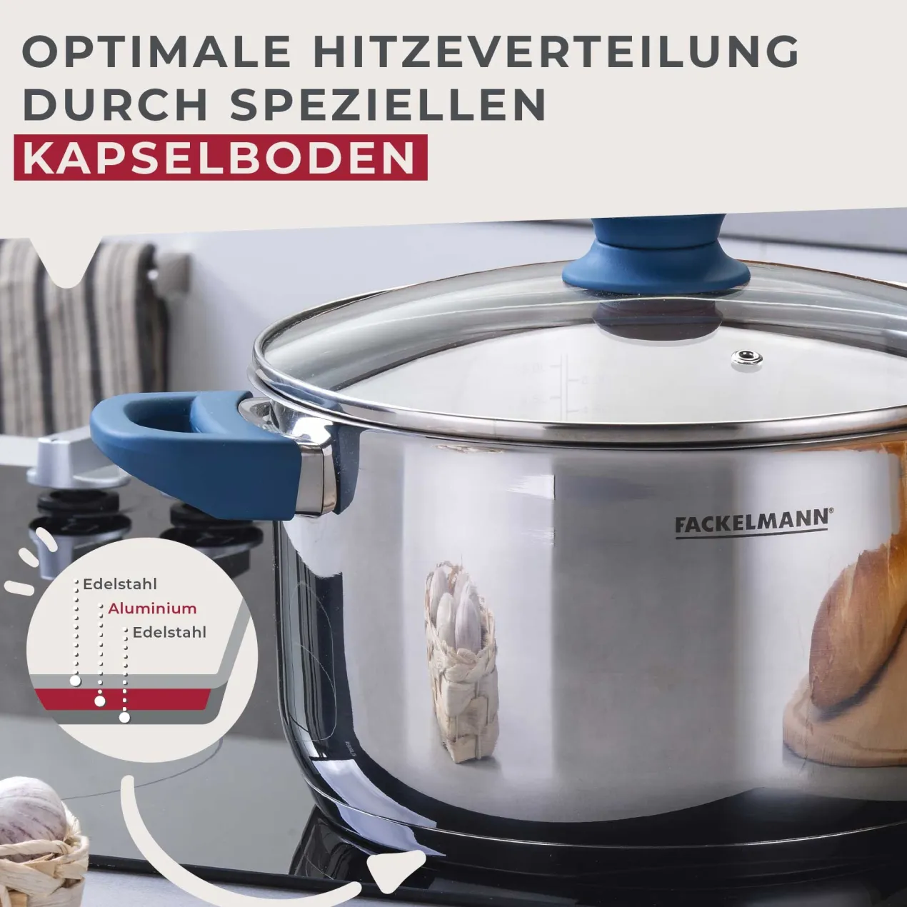 Kochtopf mit Deckel Essential, Ø24cm, 5,4L, blau