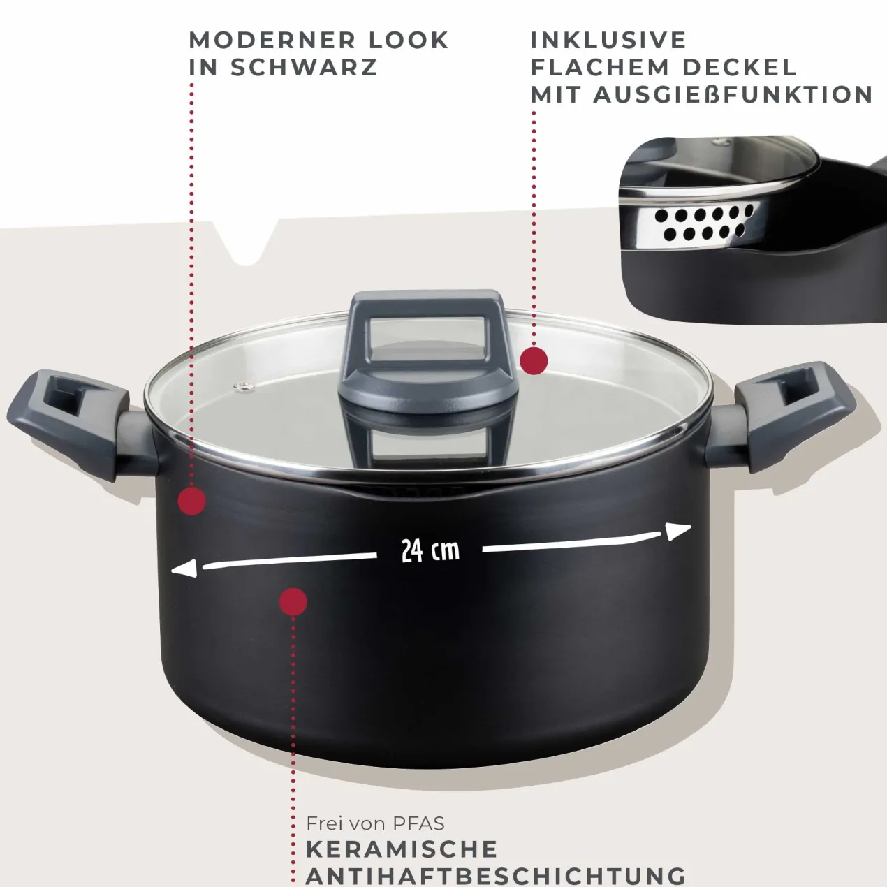 Kochtopf mit Deckel Statement, antihaft, Ø24cm – 20% Rabatt mit Code: COOK20