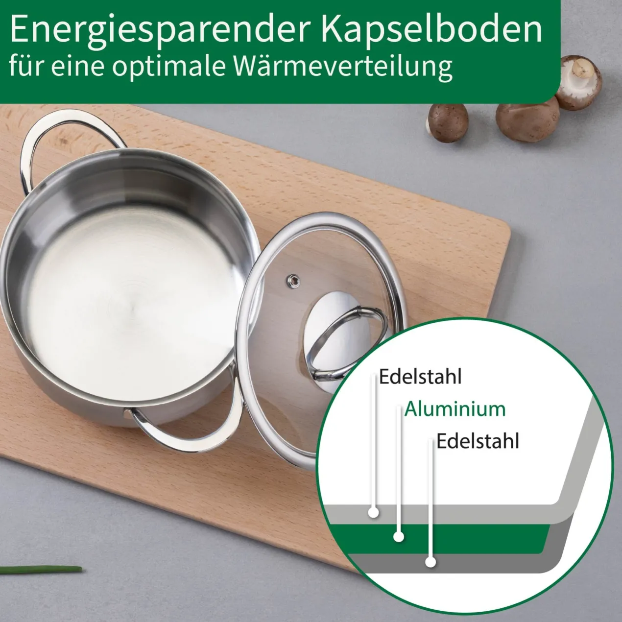Kochtopf mit Glasdeckel Leipzig, Ø16cm