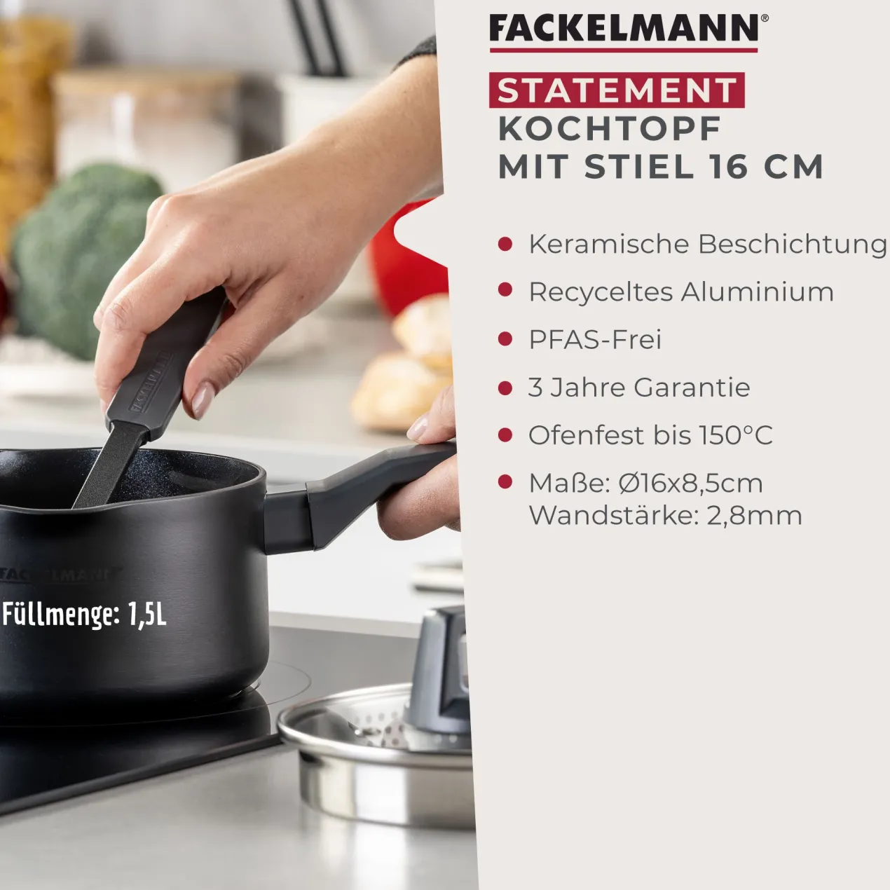Kochtopf mit Stiel Statement, antihaft, Ø16cm – 20% Rabatt mit Code: COOK20