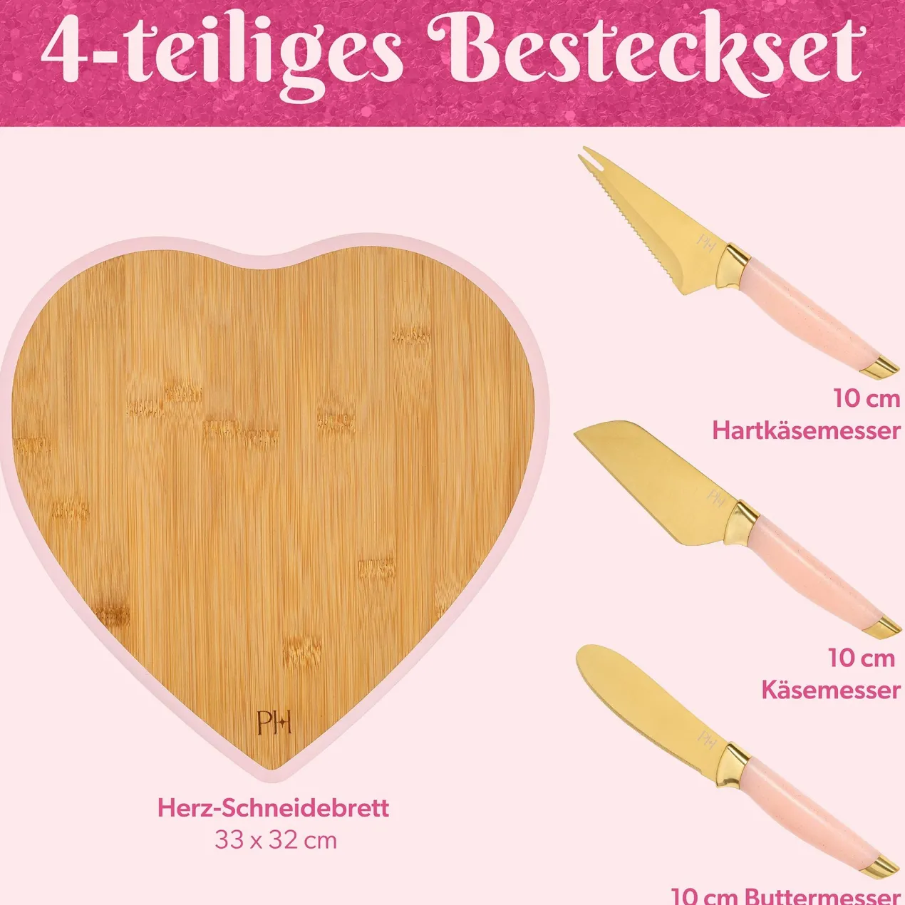 Käsemesser-Set inkl. Schneidebrett, 4-teilig