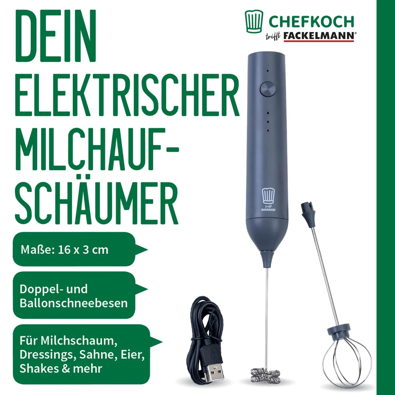 Milchaufschäumer elektrisch, 4-teilig
