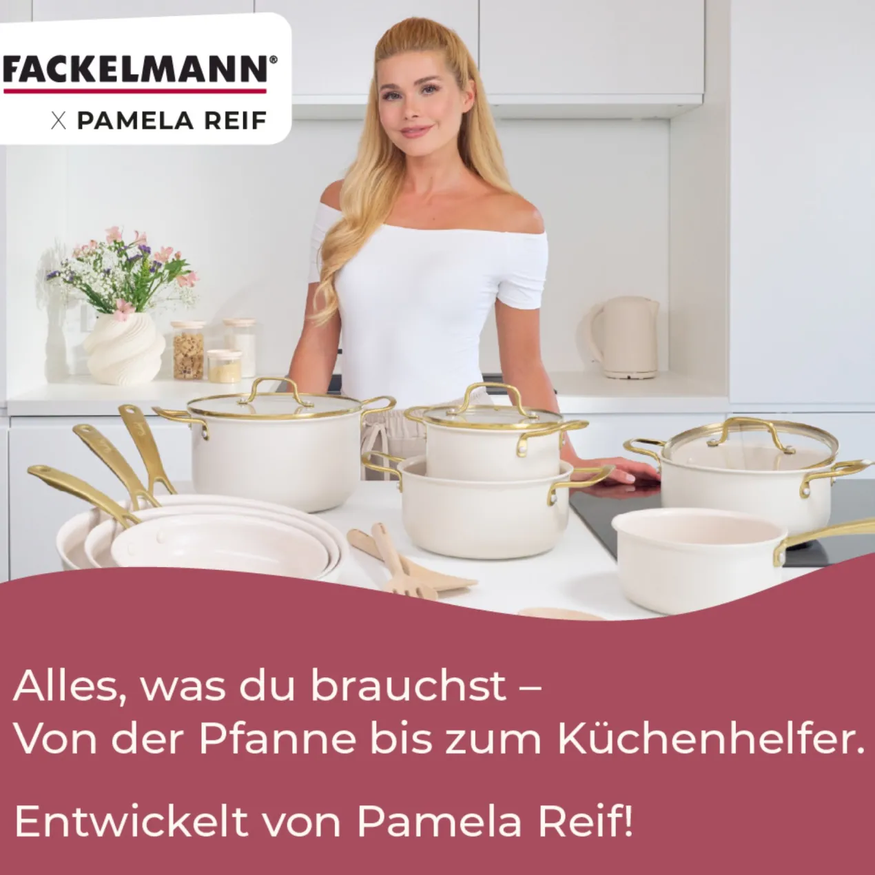 Pamela Reif Bratpfannen-Set Signature, Keramik, Gold-Griff, Ø24+28cm – 20% Rabatt mit Code: COOK20
