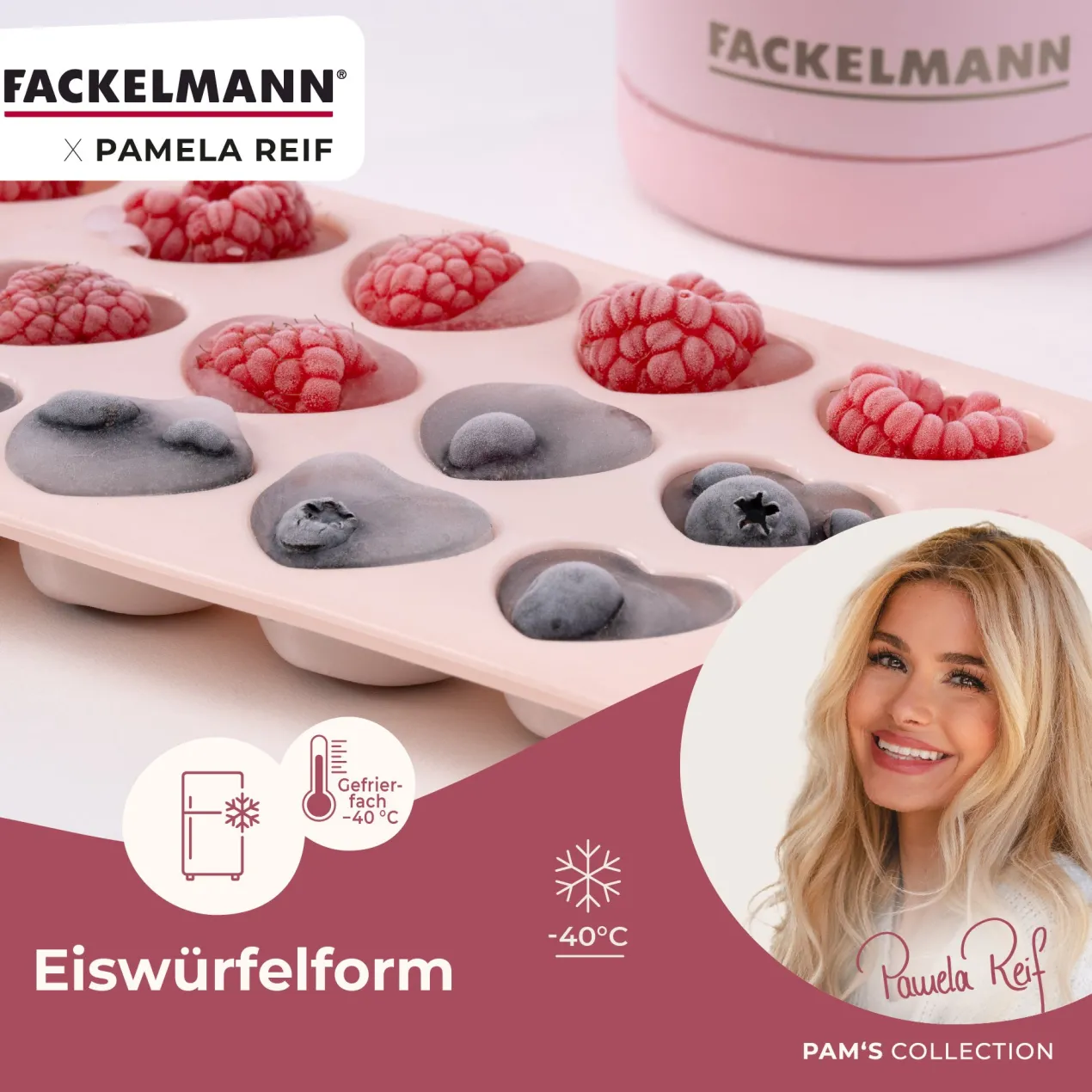 Pamela Reif Eiswürfelform Herzen, Silikon, rosa