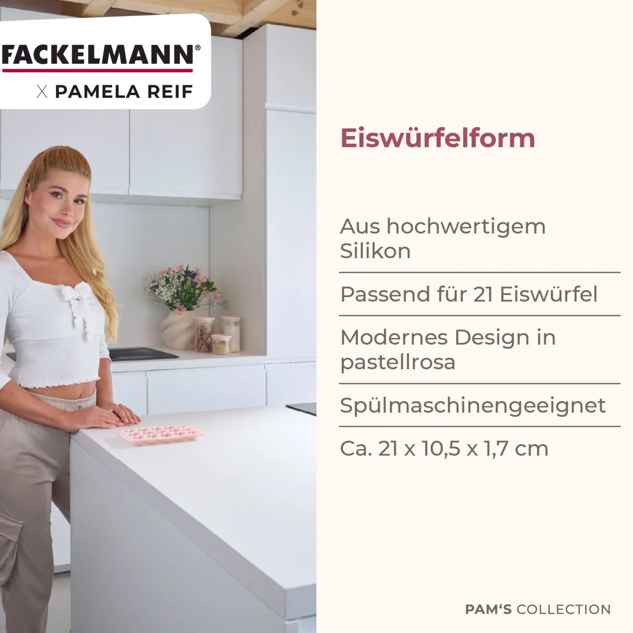 Pamela Reif Eiswürfelform Herzen, Silikon, rosa