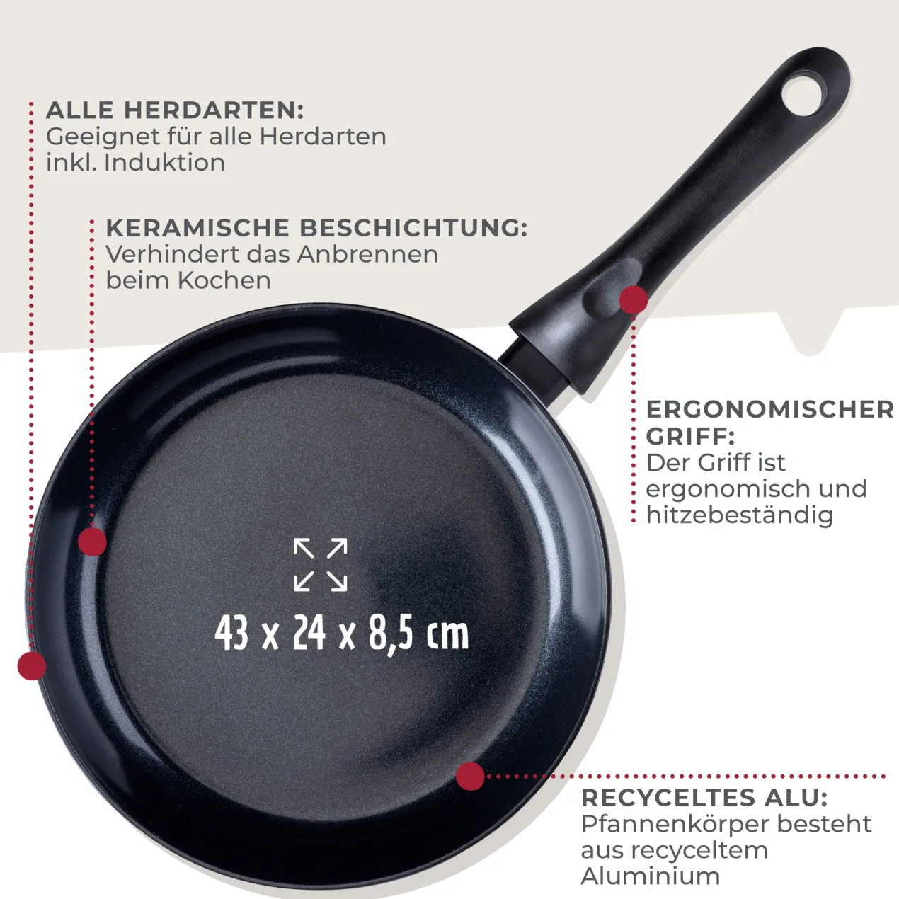Pfannen-Set "Arcadalina", Keramik, antihaft, Ø24+28cm, 2-tlg.