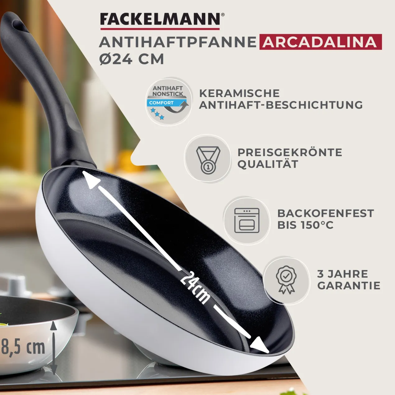 Pfannen-Set "Arcadalina", Keramik, antihaft, Ø24+28cm, 2-tlg.