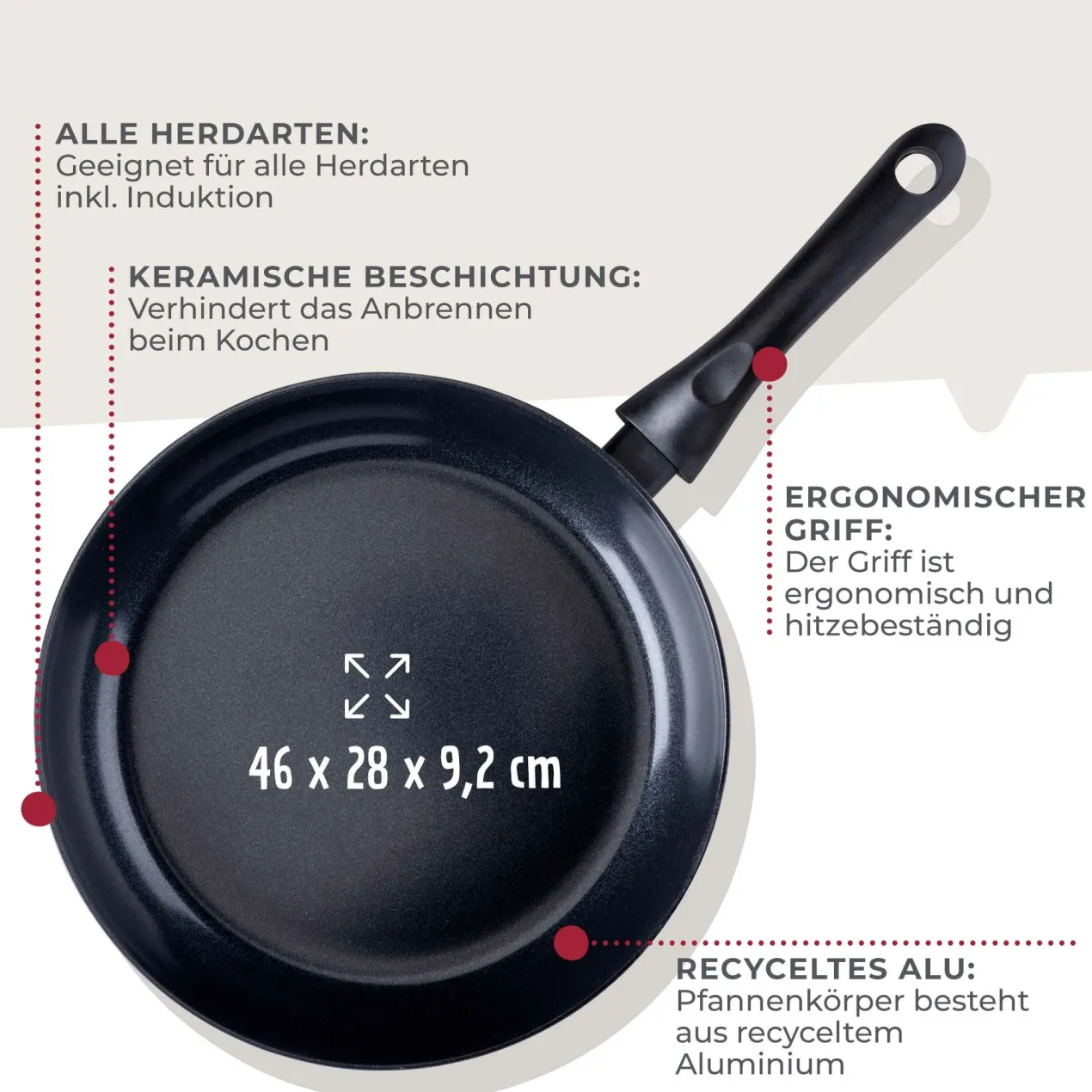 Pfannen-Set "Arcadalina", Keramik, antihaft, Ø24+28cm, 2-tlg.