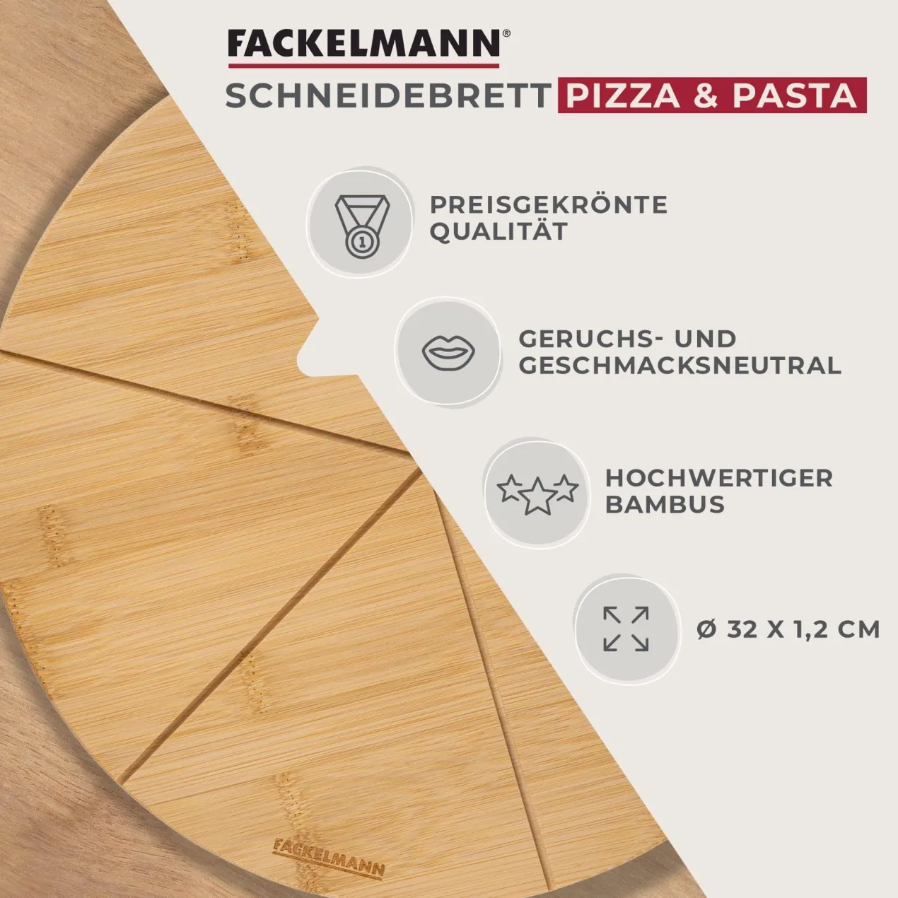 Schneidebrett mit Stückeinteilung, Ø32cm, FAIR