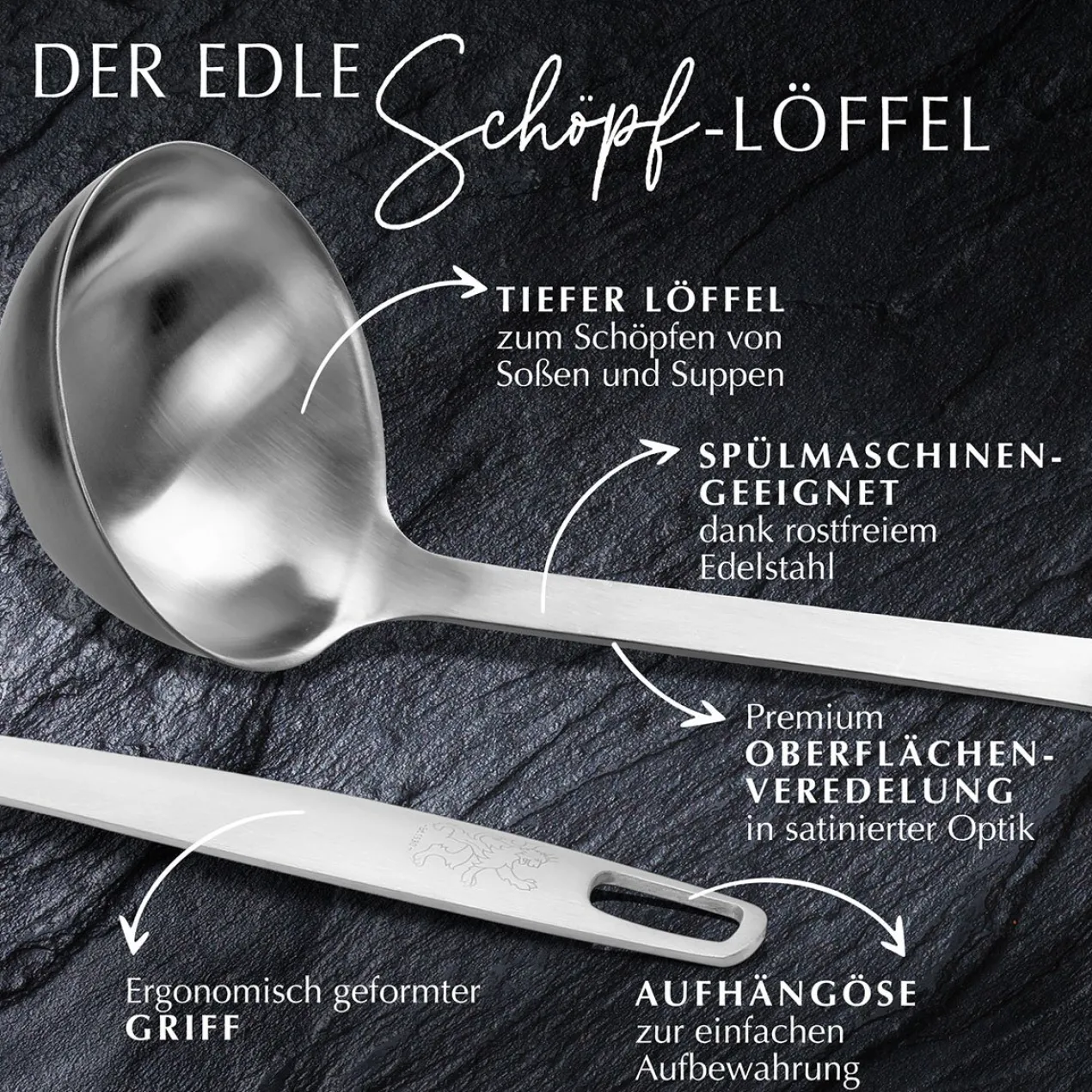 Schöpflöffel Satin, 32cm, Edelstahl