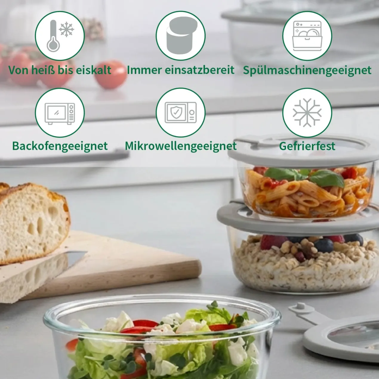 Set Vorratsgläser "Alles aus Glas", rund, 3-tlg.