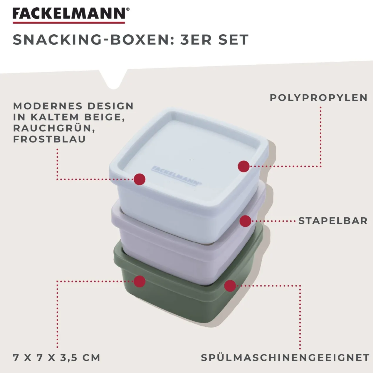 Snack Box Be The Move, eckig, 7x7cm, 3 Stk.