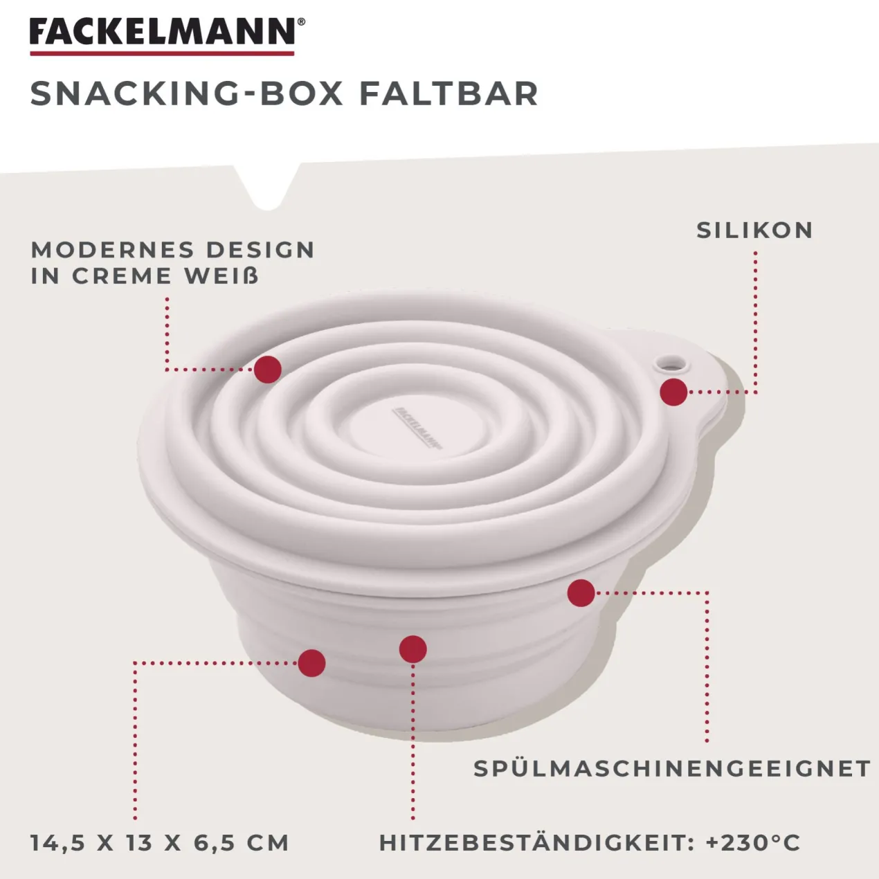 Snack Box Be The Move, faltbar, rund, Ø13cm, weiß