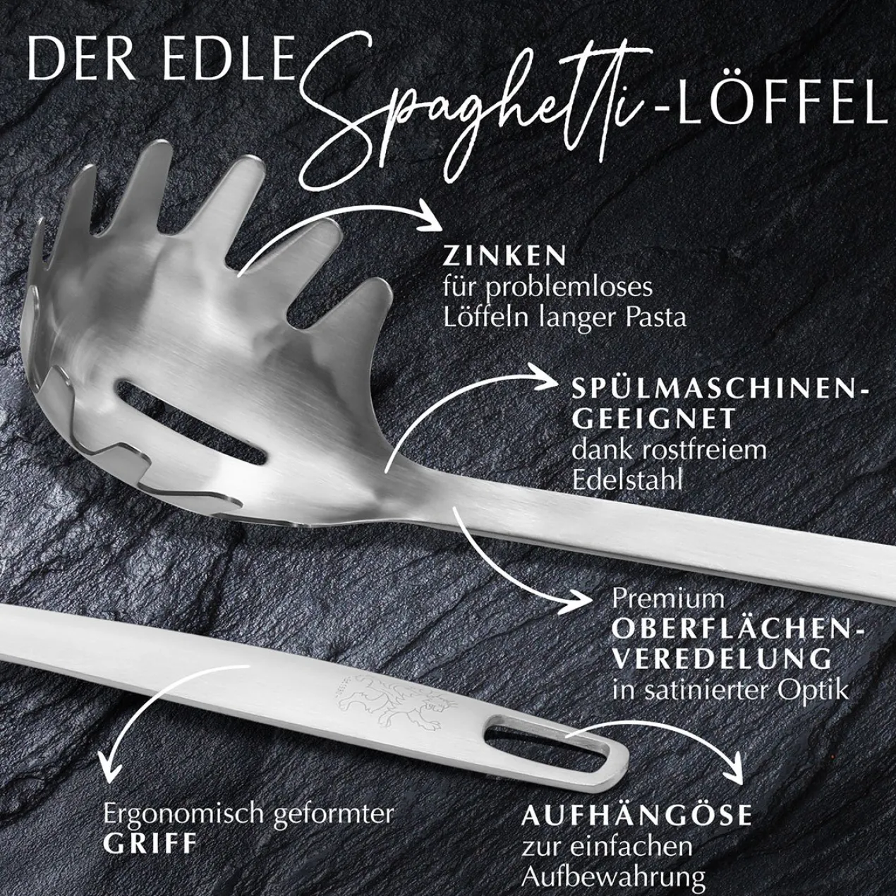 Spaghettilöffel Satin, 31cm, Edelstahl