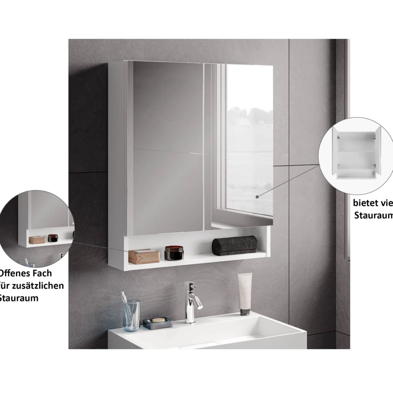 Spiegelschrank Easy, 60cm, weiß