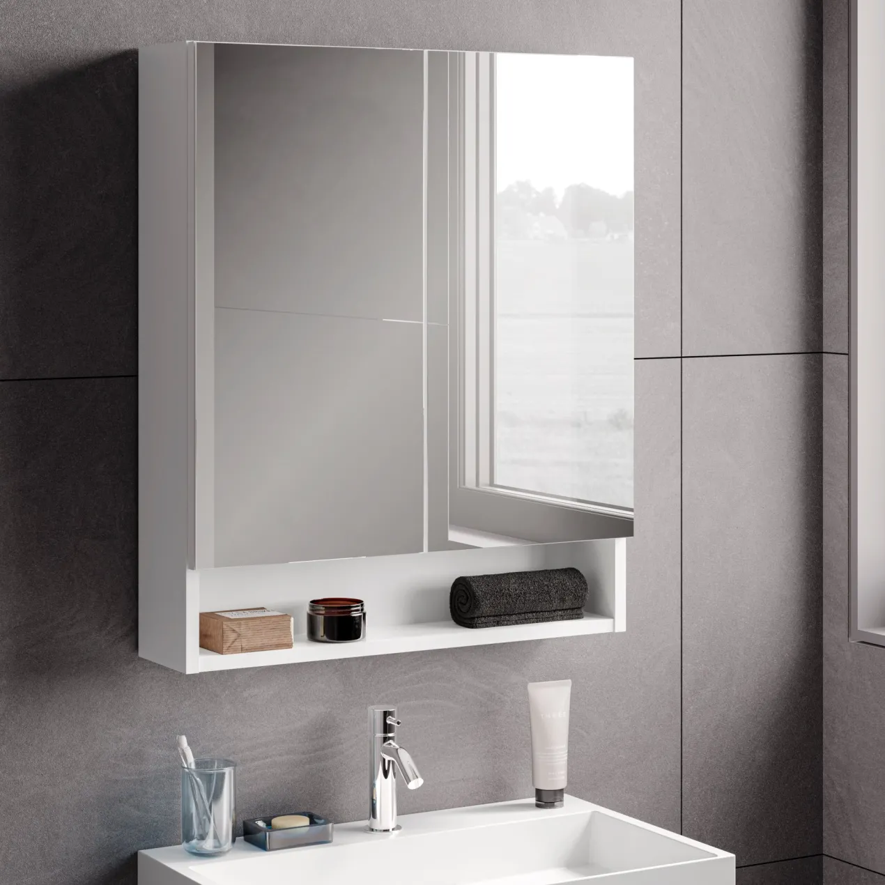 Spiegelschrank Easy, 60cm, weiß