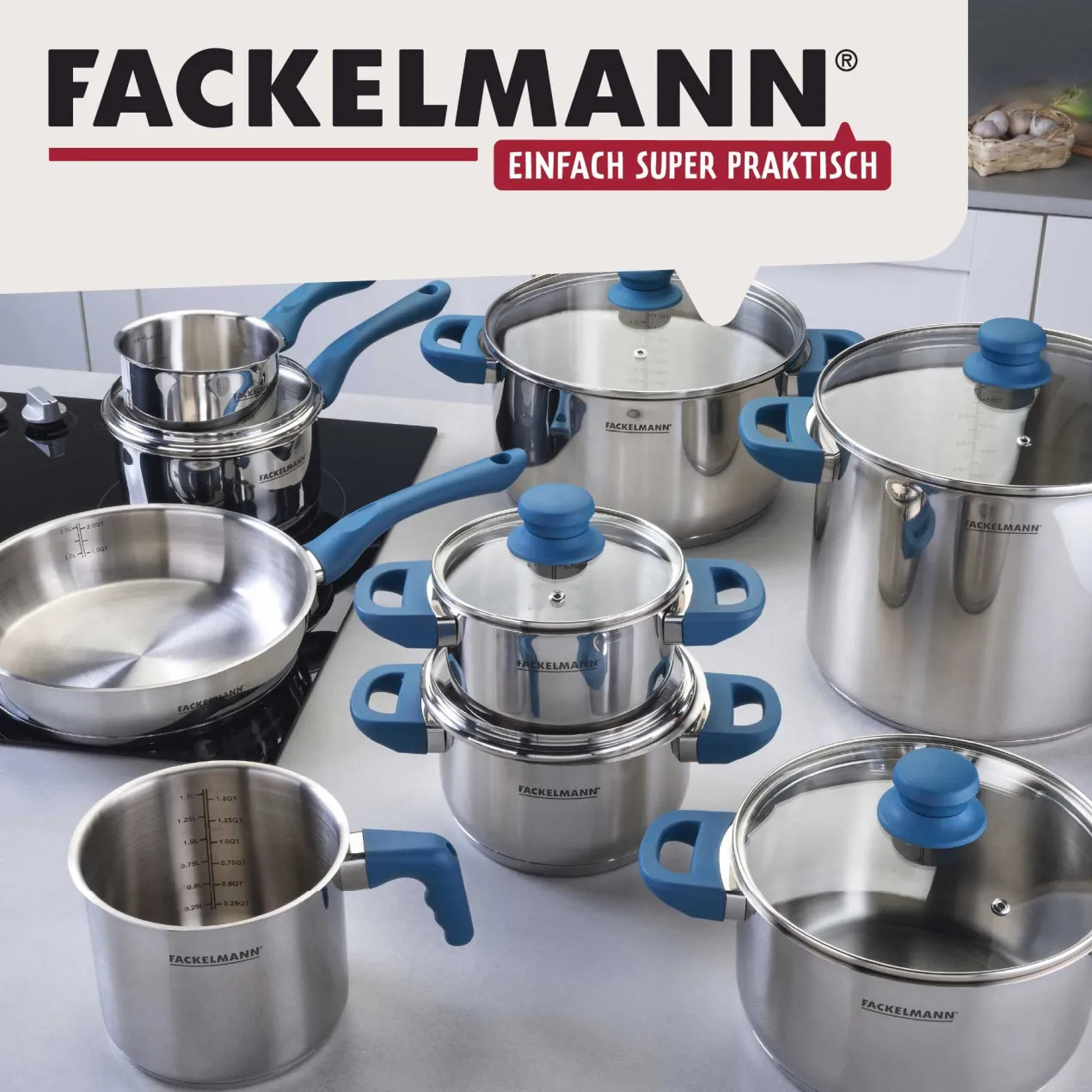 Stielkasserolle Essential, Ø12cm, blau
