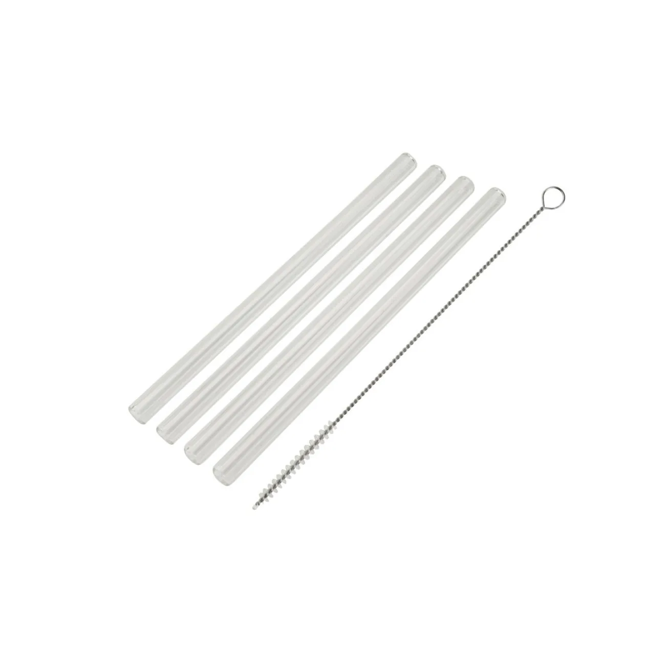 Strohalme Glas 15cm + Bürste, 5-teilig