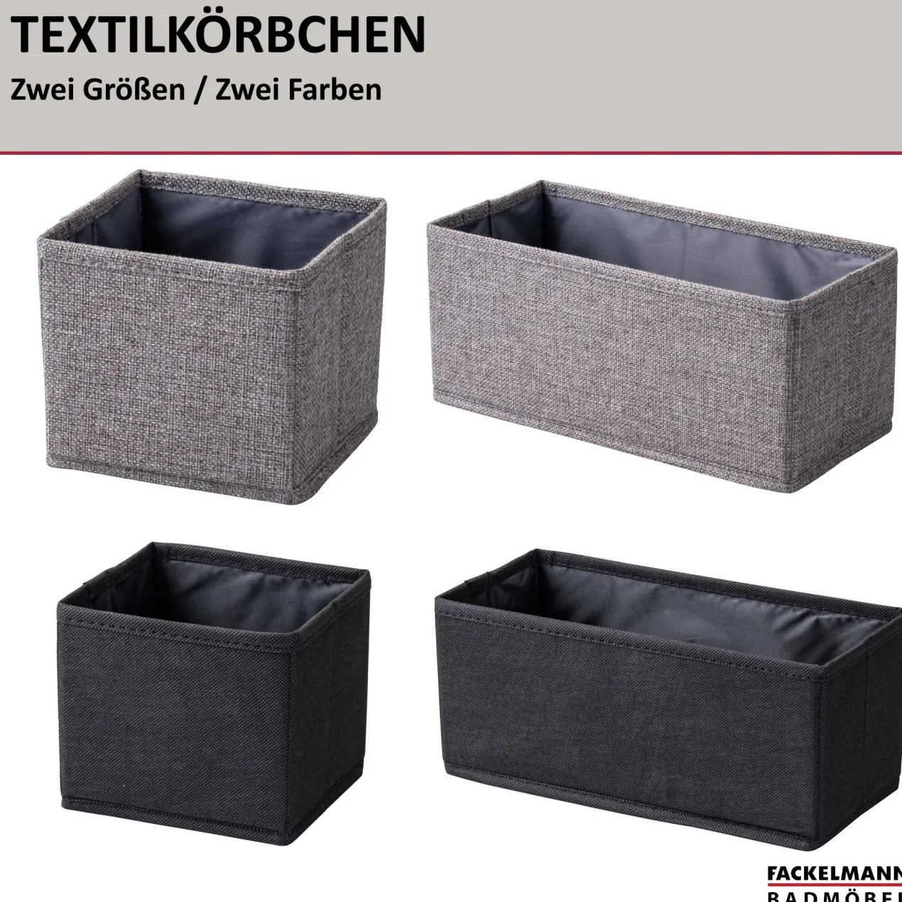Textilkörbchen 13x12x14 cm, Grau