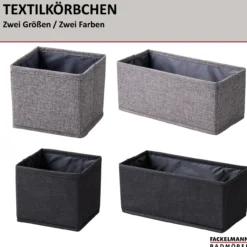 Textilkörbchen 13x12x14 cm, Schwarz